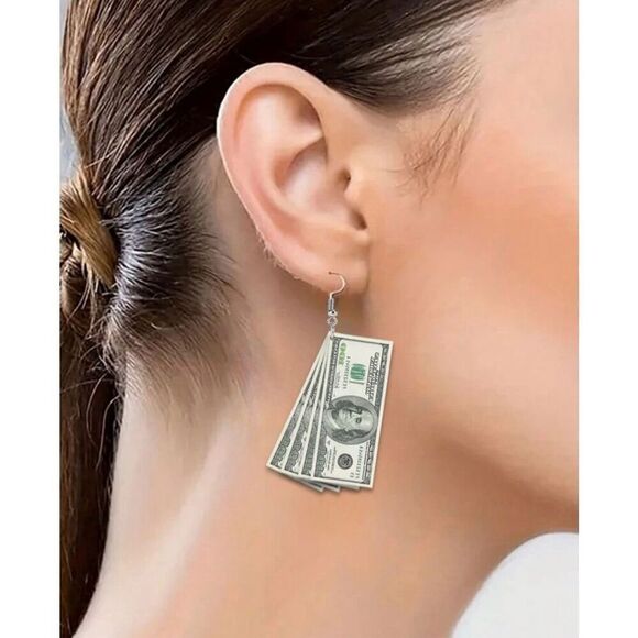 Dollar Bill Staemt Earrings - Picture 1 of 4